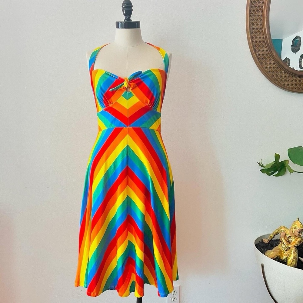 Modcloth Multicolor Chevron Midi Dress